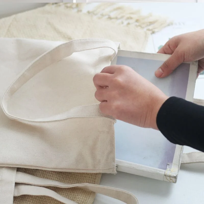 Ready Stock Blank Canvas Student Shopping Cotton Bag